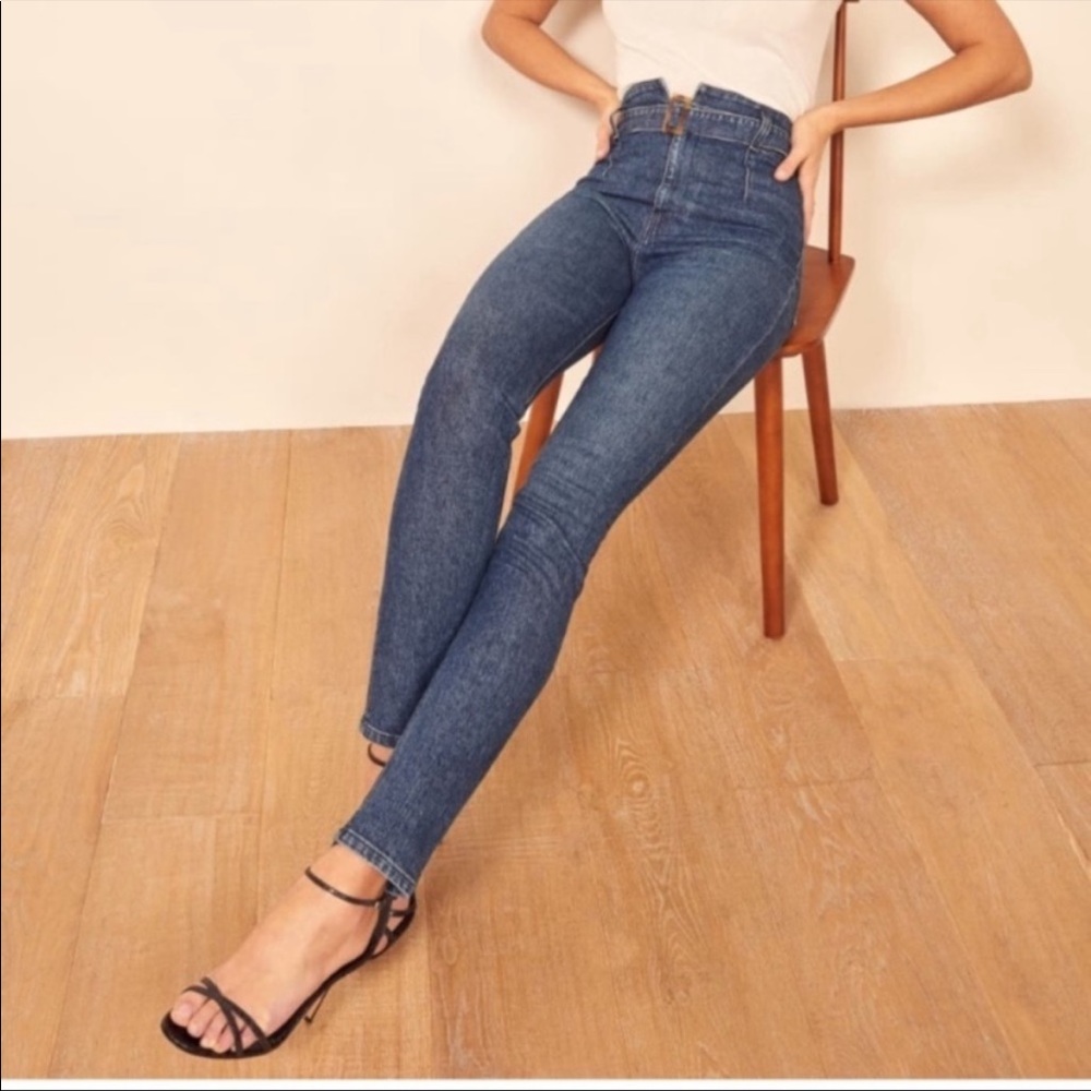 Reformation Kayo high and skinny jeans, belted, size29